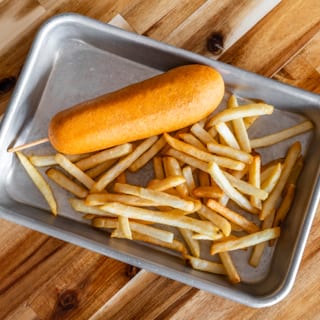 Kids Corn dog with cheese fries